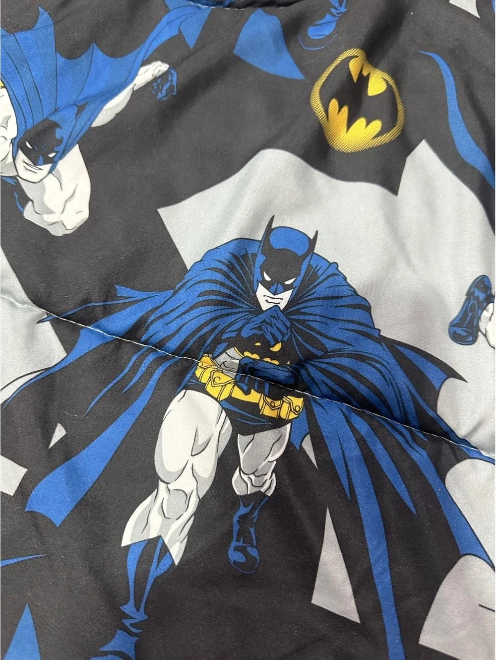 VTG 1991 Batman Twin Comforter Bedding DC Comics Blue Black Geometric Retro Y2K